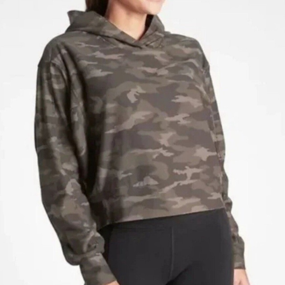Athleta Farallon Pullover Hoodie Green Camo‎ Size Small/Medium